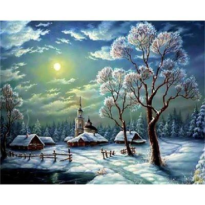 Алмазна мозаїка Зима в селі 71136 71136 фото