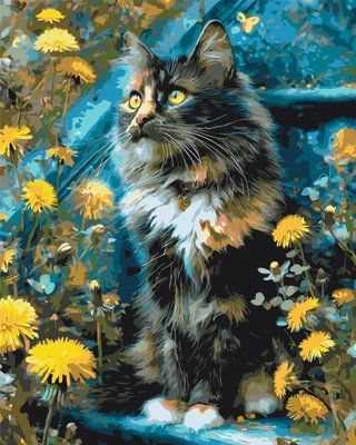 Картина за номерами Котик у кульбабах LW3009-01 кіт LW3009-01 фото