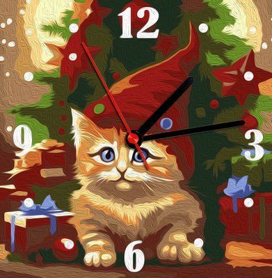 Годинник за номерами "Руде кошеня" 30*30 см ASG025 фото