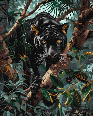 Картина за номерами Граціозна пантера з фарбами металік КНО6619 КНО6619 фото