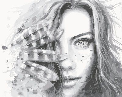 Картина за номерами ArtStory Дівчина з пір'ям 40*50см AS0906 фото