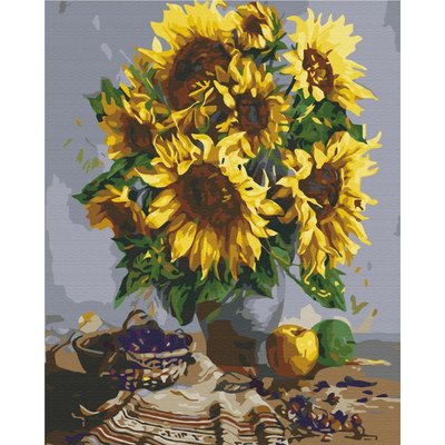 Картина за номерами: Натюрморт з букетом соняшників 40*50 BS51955 фото
