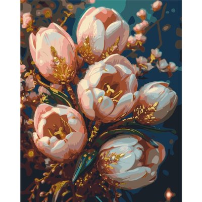 Картина за номерами 40*50 см LW3304 Рожеві тюльпани з фарбами металік LW3304 фото