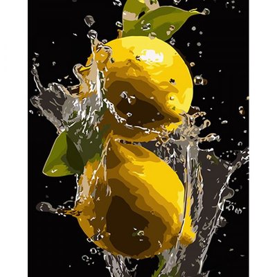 Картина за номерами Яскраві лимони чорна картина AH1008 фото