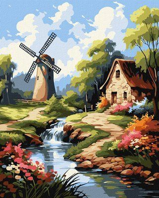Картина за номерами Будиночок біля млина КНО6342 КНО6342 фото
