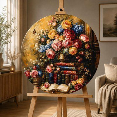 Книжкова полиця з трояндами Картина за номерами OR2031 книги троянди OR2031 фото
