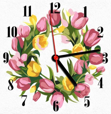 Годинник за номерами Весняні квіти ASG032 фото