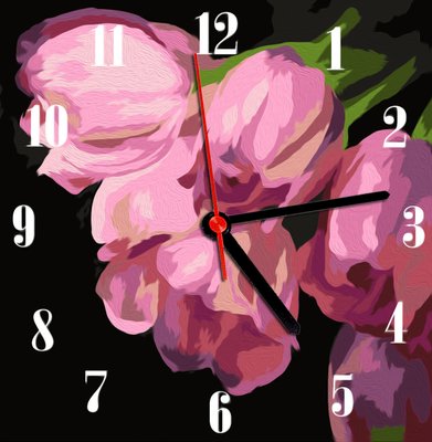 Годинник за номерами Тюльпани ASG033 фото