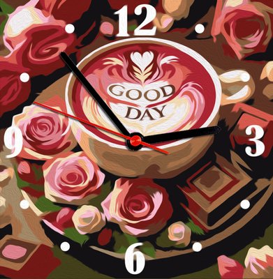 Годинник за номерами Кава та троянди ASG034 фото