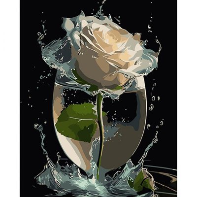 Картина за номерами Троянда у скляній вазі, чорна картина AH1001 фото