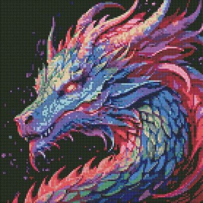Алмазна мозаїка Барвистий дракон з АВ стразами AMO7886 фото