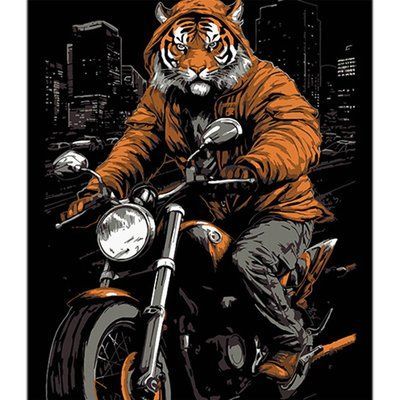 Картина за номерами на чорному полотні Тигрове відчуття вітру AH1118 AH1118 фото