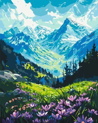 Картина за номерами Пейзаж. У підніжжя гір LW3436 LW3436 фото