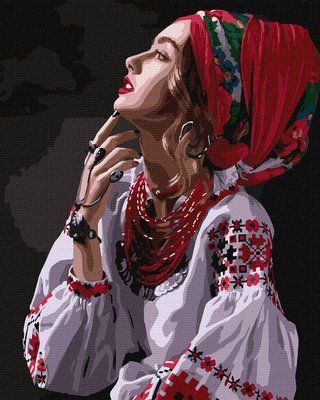 Квіти-зорі Картина за номерами KHO4962 українка вишиванка патріотична КНО4962 фото