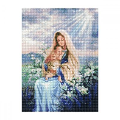 Алмазна мозаїка HX047 Марія з Ісусом в ліліях HX047 фото