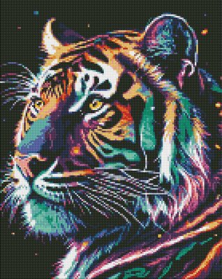 Набір з алмазною мозаїкою "Фантастичний тигр" з АВ стразами 40х50см AMO7742 фото
