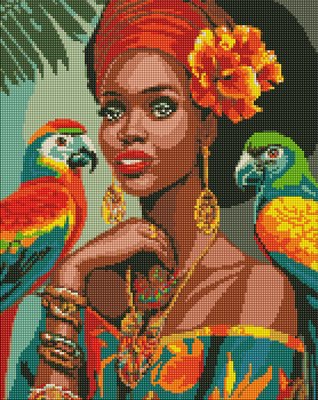 Набір з алмазною мозаїкою "Принцеса з Африки" з АВ стразами 40х50см AMO7809 фото