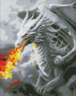 Набір з алмазною мозаїкою "Вогнедишний дракон" з АВ стразами 40х50см AMO7833 фото