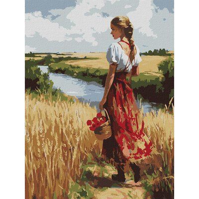 Картина за номерами Українка та лани КНО8486 КНО8486 фото