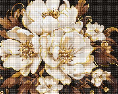 Алмазна мозаїка Біла ніжність з голограмними стразами (AB)  AMO8006 фото