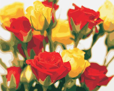 Картина за номерами "Жовто-червоні троянди" 40*50см+лак AS0851 фото