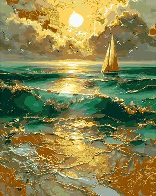 Картина за номерами Самотнє вітрило з фарбами металік LW30610-01 LW30610-01 фото