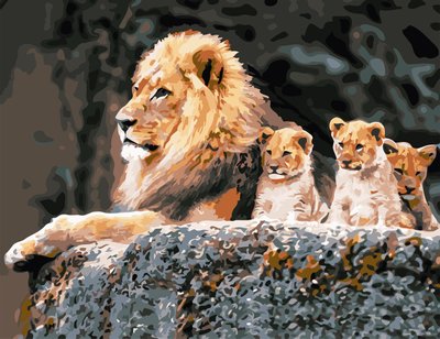 Картина за номерами "Сім'я левів" 50*65см в коробці AS0820 фото