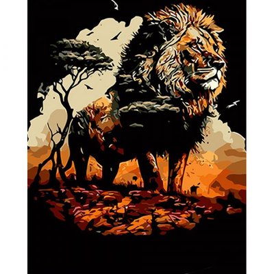 Картина за номерами Король лев, чорна картина AH1022 фото