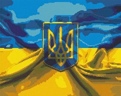 Алмазна мозаїка Герб та прапор України OD3179 тризуб OD3179 фото