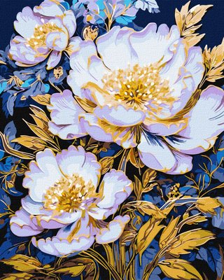Картина за номерами Елегантні квіти з фарбами металік extra КНО3259 фото