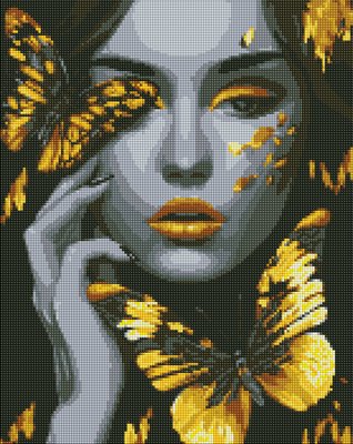 Алмазна мозаїка AMO7723 Дівчина із золотими метеликами AMO7723 фото
